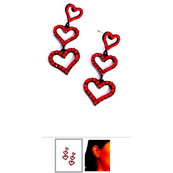 ❤️❤️❤️ “SWEETHEART SUCCESSION” RED POST DROP EARRINGS ~ PAPARAZZI❗️❤️❤️❤️ - Picture 4 of 4